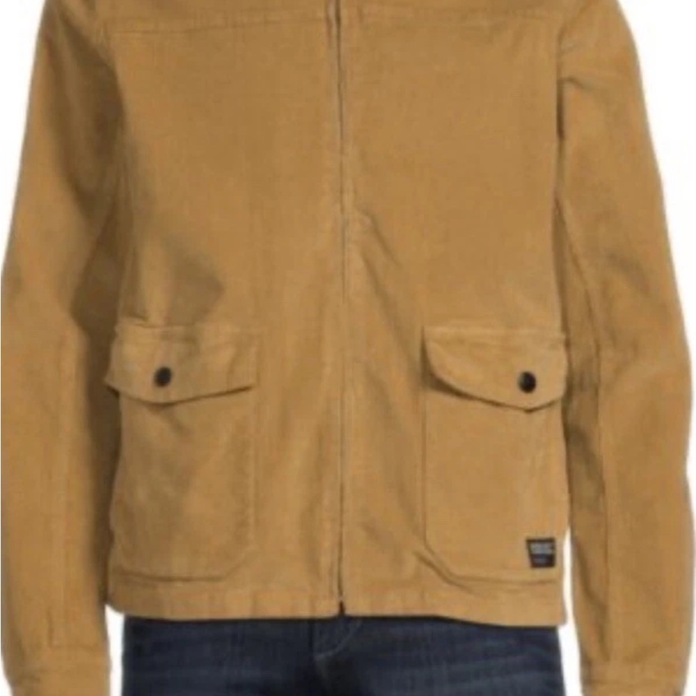 Ezekiel Men’s Medium Collins Khaki Jacket Corduroy Coat Sherpa Collar Lined Tan